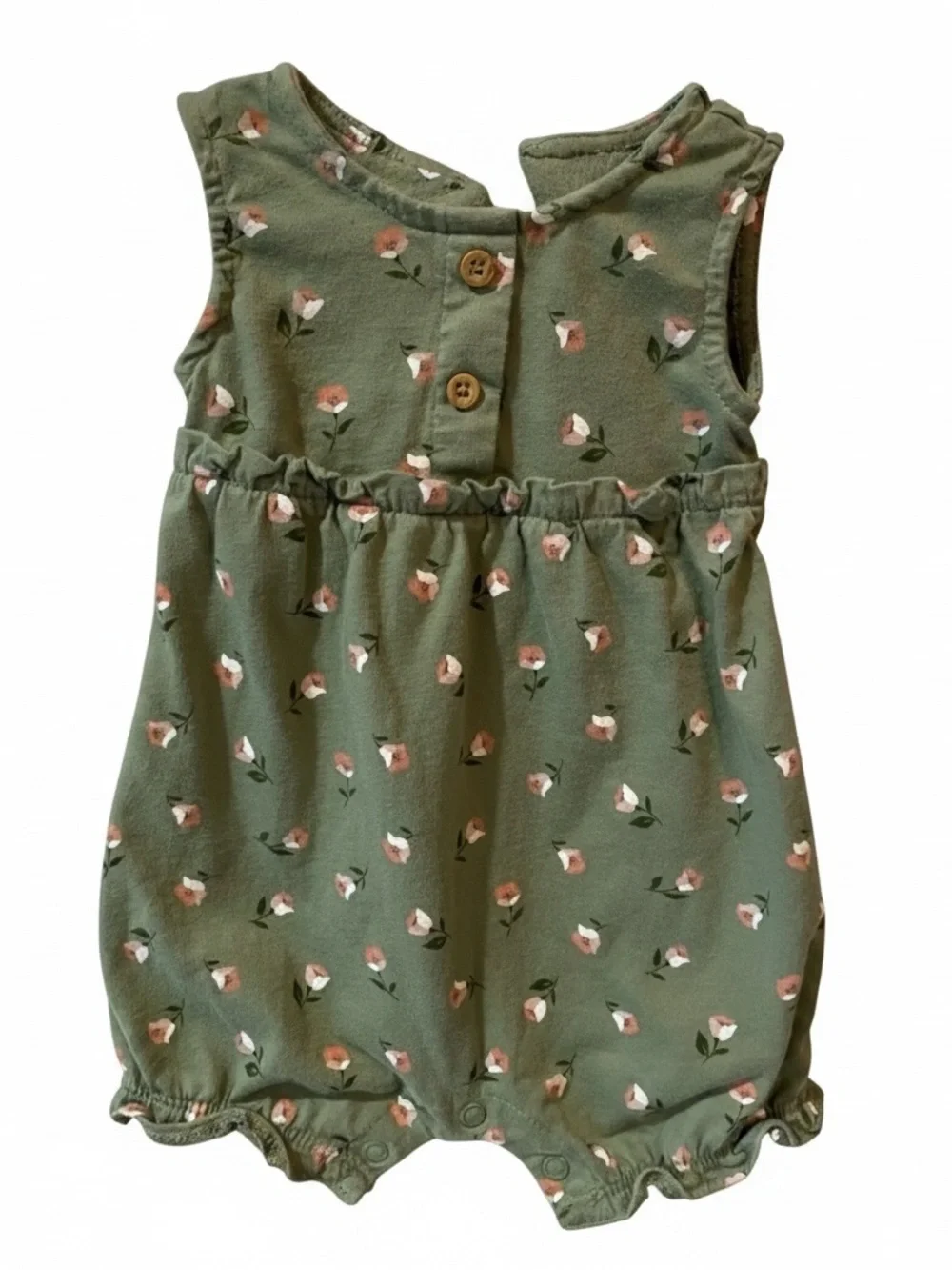 Carter’s Size 3 months Sleeveless Green Floral Romper
